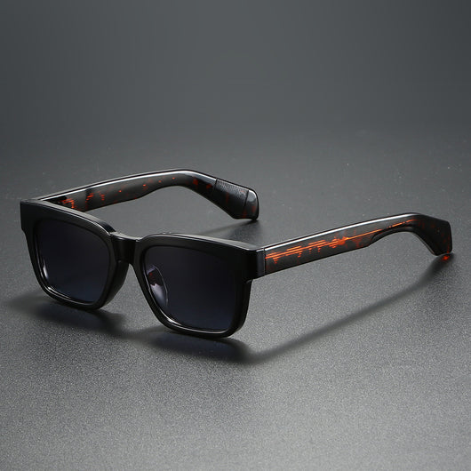 Black square-frame sunglasses with bright orange polarized lenses, designed for outdoor driving and anti-glare. - Image 19