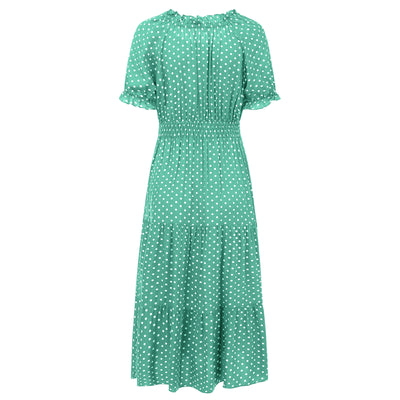 Vestido de Verano Lunares Verde Chifón Europeo - Image 41