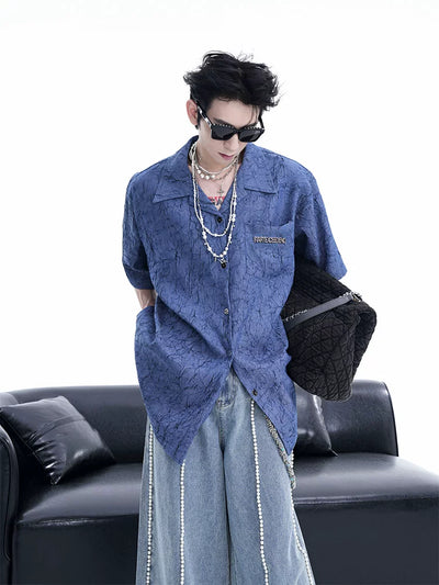 Camisa Texturizada Plisada de Diseño Exclusivo para Hombre - Image 19