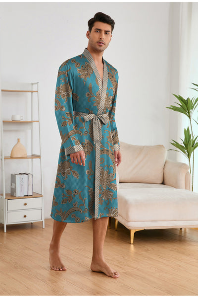 Bata Estampada para Hombre con Mangas Largas y Pantalón Corto - Image 35