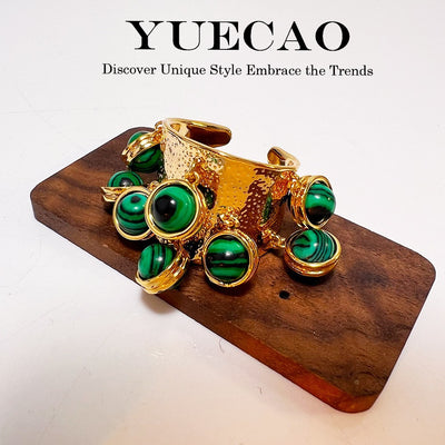 Pulsera de Malaquita Diseño Retro Étnico - Image 13