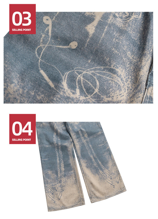 Jeans Rectos Lavados con Patrón Distressed en Tonos Neutros - Image 17