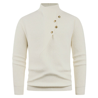 Suéter Casual para Hombre con Cuello Mao y Botones Sesgados - Image 19