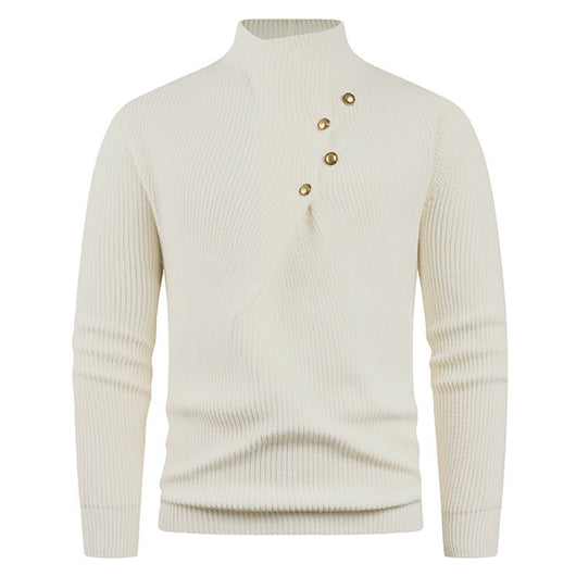 Suéter Casual para Hombre con Cuello Mao y Botones Sesgados - Image 19