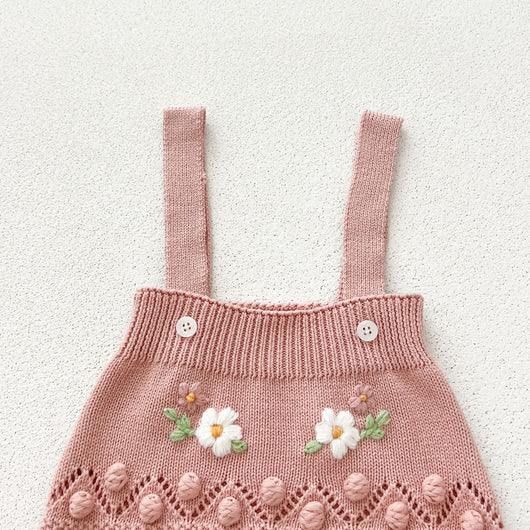 Conjunto Tejido a Mano para Recién Nacido - Cardigan y Mameluco con Flor - Image 35