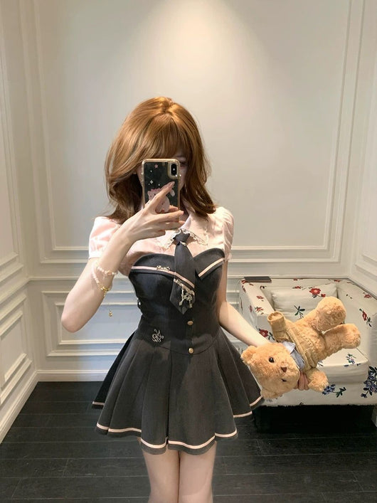 Conjunto de Dos Piezas: Top Tubo de Encaje y Falda con Cuello Cuadrado para Mujer - Image 18