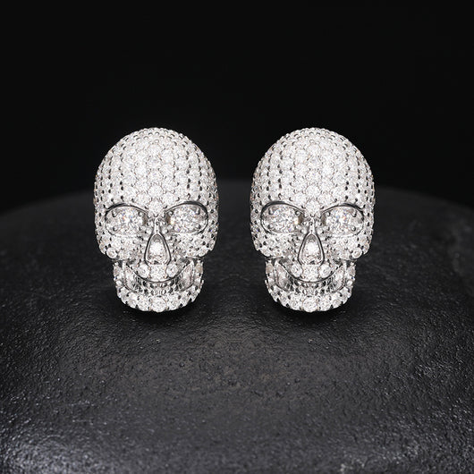 Aretes de Calavera en Plata S925 con Moissanita Brillante - Image 25