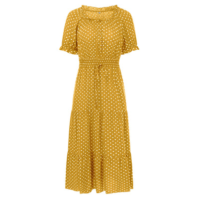 Vestido de Verano Lunares Verde Chifón Europeo - Image 35