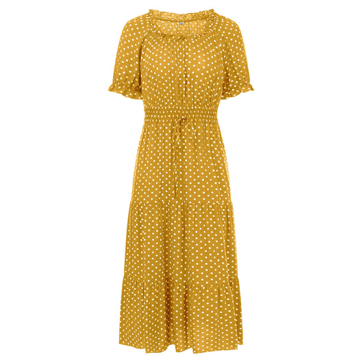 Vestido de Verano Lunares Verde Chifón Europeo - Image 35