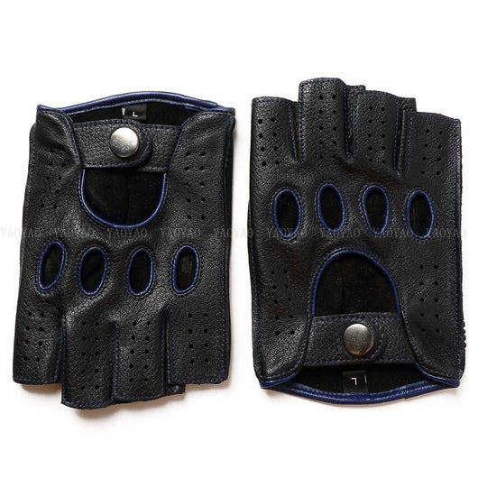 Guantes de Cuero Mitad Dedo para Motociclismo y Actividades al Aire Libre - Image 53