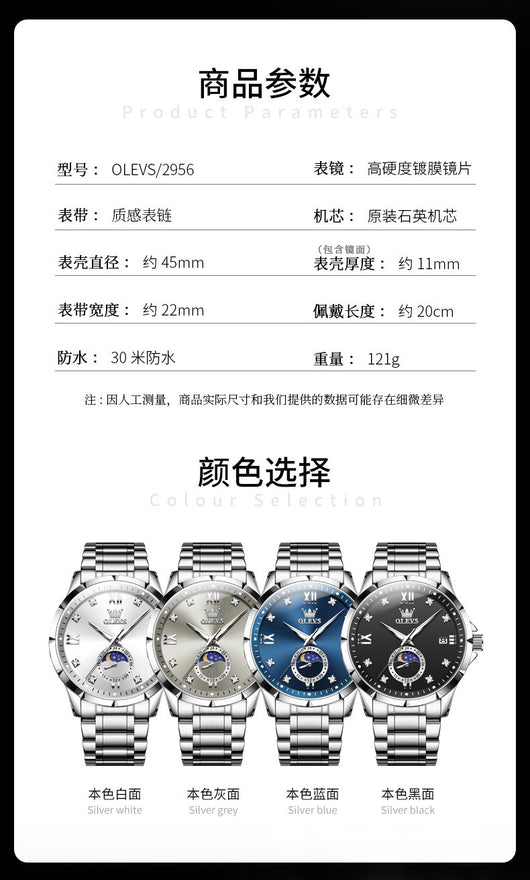 Reloj de Cuarzo para Hombre con Diamantes y Calendario - Elegancia Ejecutiva - Image 7