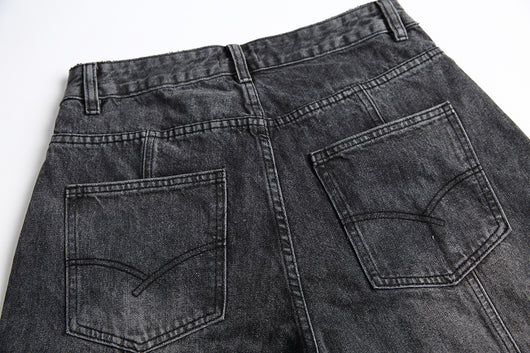 Shorts Camisa de Negocios Patchwork Denim Retro para Hombre - Image 18