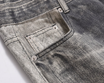 Jeans Ajustados Daddy con Desgarre y Efecto Gato Gris Claro - Image 14