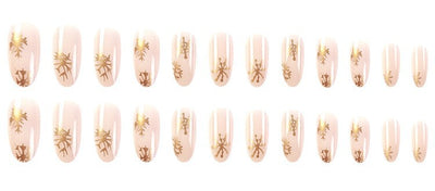 Uñas Postizas Navideñas con Diseño de Copos de Nieve y Rayas - Image 24