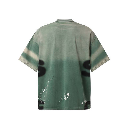 Camiseta Hombre Estilo Retro Suelta Diseño Degradado con Letras y Tinta Salpicada - Image 34