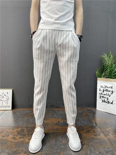 Pantalones Casuales Slim Fit Hombre con Rayas Verticales para Primavera y Verano - Image 13