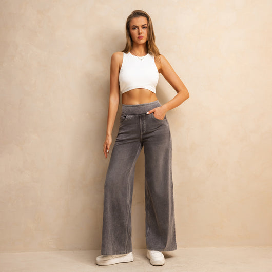 Jeans Cintura Alta Grises Holgados para Mujer - Image 18