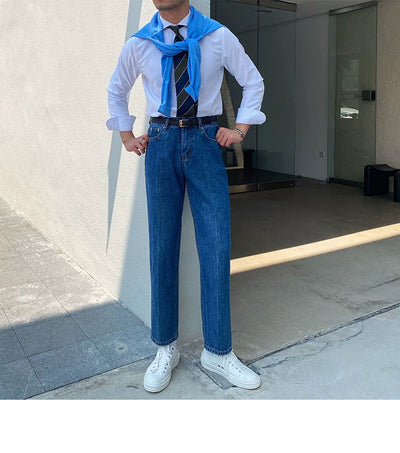Jeans Slim Fit Estilo Retro Británico para Hombre - Image 31