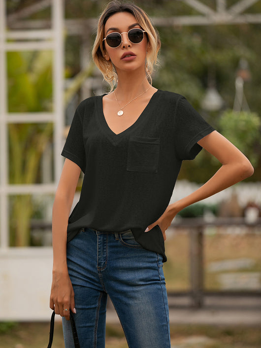 Blusa Casual Holgada con Escote en V y Bolsillos - Image 27