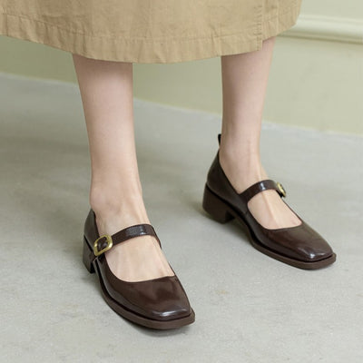 Zapatos Planos de Punta Cuadrada con Botones para Mujer - Image 21