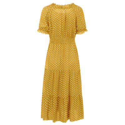 Vestido de Verano Lunares Verde Chifón Europeo - Image 36