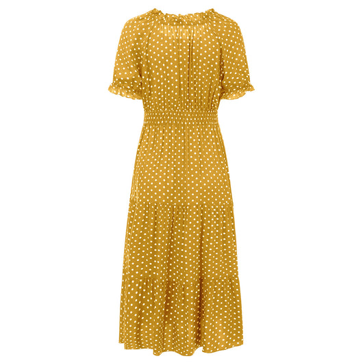 Vestido de Verano Lunares Verde Chifón Europeo - Image 36