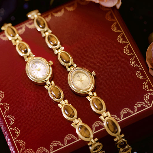 Reloj de Cadena Tigereye Dorado Retro BS Gold - Image 12