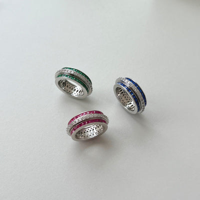Anillo de Plata Esterlina S925 con Diamantes Incrustados y Rotación Descompresiva para Mujer - Image 30