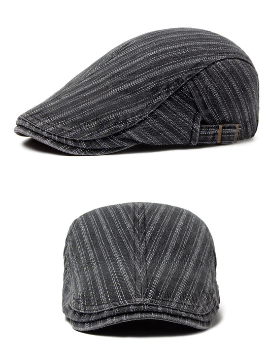 Boina Retro de Algodón Denim Lavado con Costura Británica para Hombre - Image 15