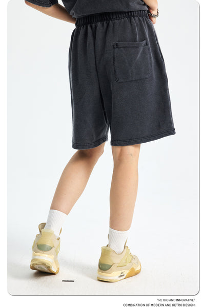 Shorts Deportivos de Algodón Puro Teñidos con Patrón Vintage Lavado - Image 71