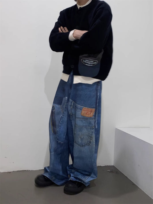Jeans Rectos Sueltos Diseño Independiente Retro Americano para Hombre - Image 29
