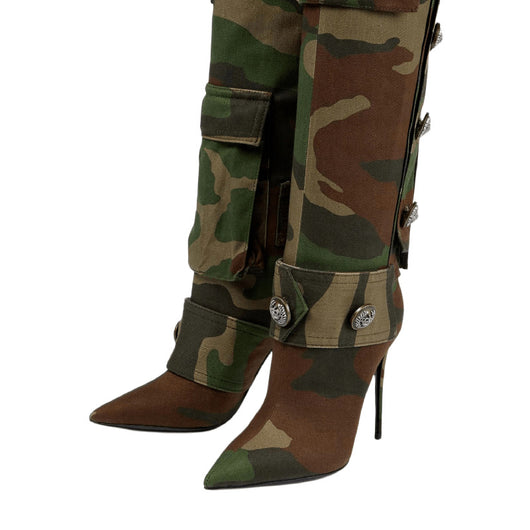 Botas Stiletto Camuflaje Personalizadas Over-the-knee Punta Aguda - Image 20