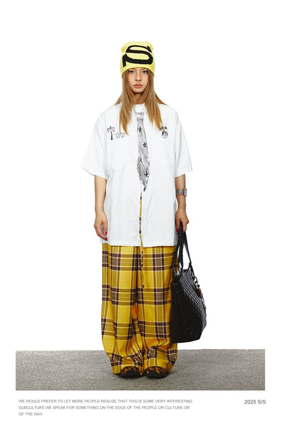 Camisa Suelta Unisex con Diseño de Corbata Pintada a Mano - Marca de Moda Japonesa - Image 32