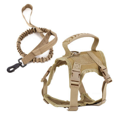 Black tactical pet harness made of Oxford cloth with an American flag patch, top handle, and quick-release buckles. - Image 21