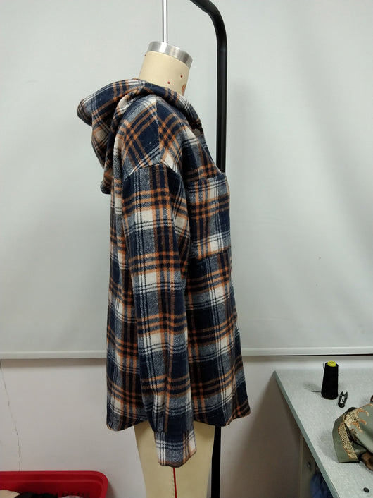 Chaqueta Abierta Casual de Cuadros con Capucha y Manga Larga - Image 24