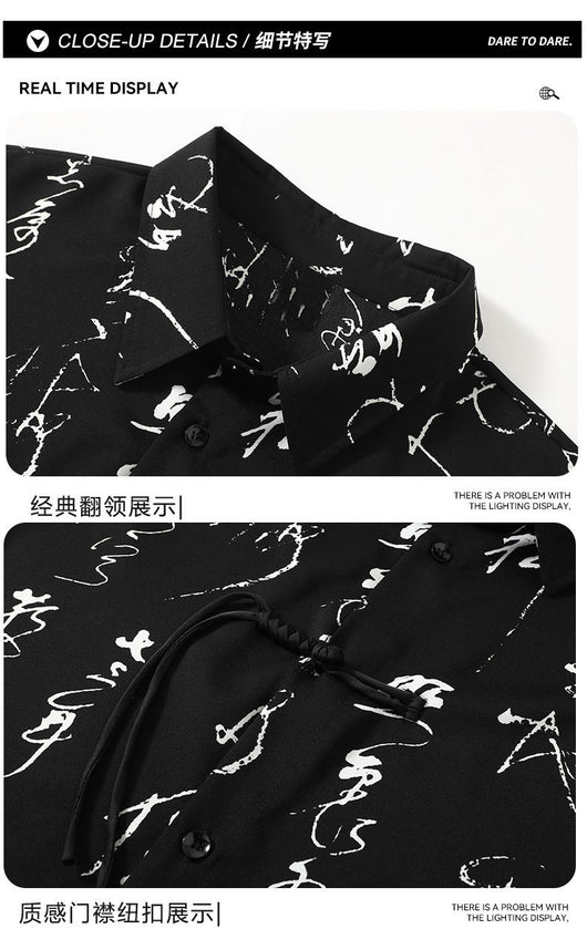 Pantalones Slim Fit de Seda Helada Estilo Chino con Estampado de Letras Nacionales - Image 11