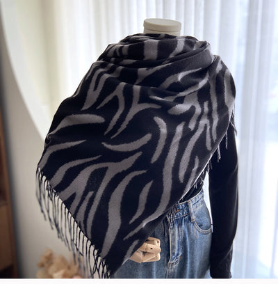 Pashmina Estampada con Rayas y Borlas - Lujo y Calidez - Image 18