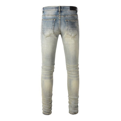 Pantalones Vaqueros Vintage Rotos para Hombre con Estampado de Gato y Parches - Image 8