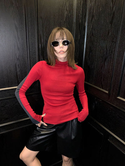 Suéter de Lana Slim Fit Bicolor con Contraste para Mujer - Image 28