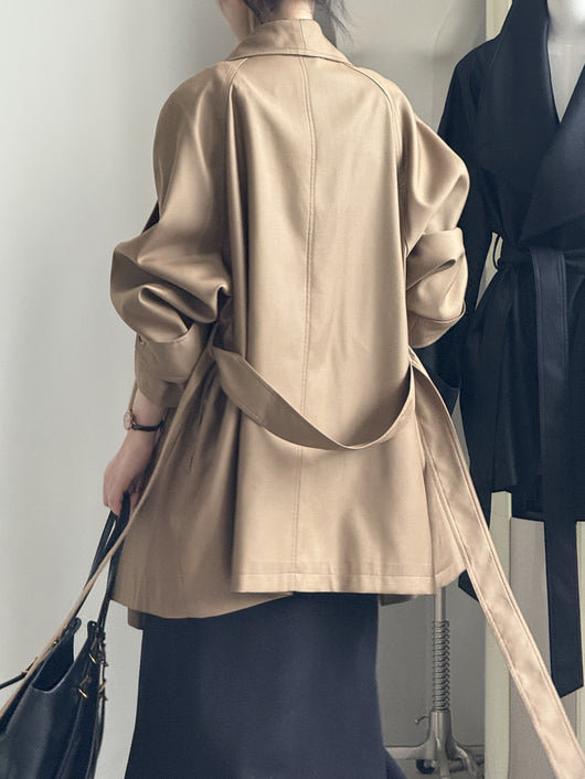 Chaqueta Cortavientos Suelta con Solapa Ancha para Mujer - Colección Otoño - Image 34