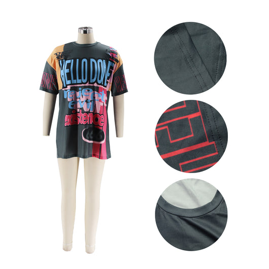 Polera Cuello Redondo Oversized Letras Multicolor Estilo Urbano - Image 68