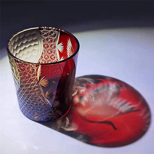 Vaso de Whiskey Edo Kiriko Pino y Grúa - Artesanía Japonesa - Image 34