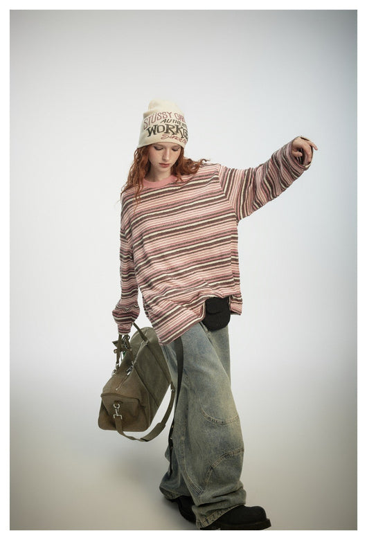 Camiseta a Rayas de Manga Larga - Sudadera Versátil para Hombre y Mujer - Image 50