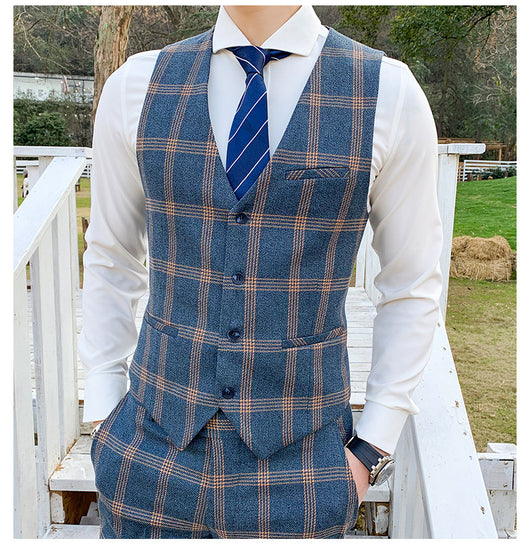 Traje Slim Fit 3 Piezas Fusión Coreana y Británica para Hombre - Image 17