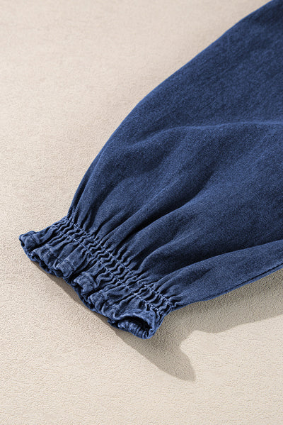 Blusa Denim con Escote en V y Mangas Largas para Mujer - Image 17