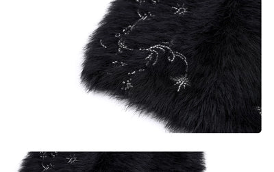 Gorro Tejido con Perlas y Piel de Visón Sintética - Calidez y Elegancia - Image 11