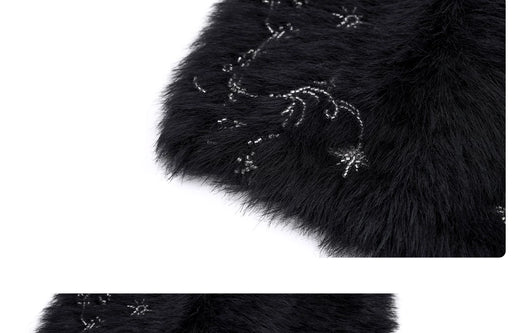 Gorro Tejido con Perlas y Piel de Visón Sintética - Calidez y Elegancia - Image 11
