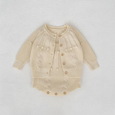 Conjunto de Dos Piezas: Enterizo Tejido con Bolas de Burbujas y Abrigo para Bebé Niña - Image 35