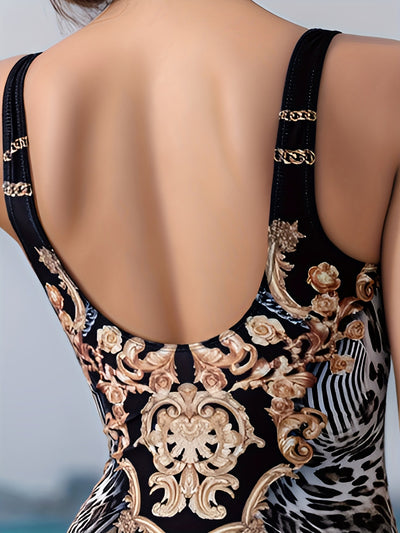 Traje de Baño Estampado Ajustado Espalda Descubierta Efecto Reductor - Image 20