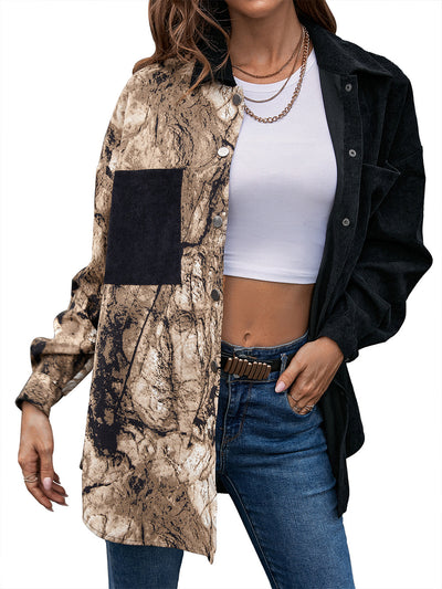 Blusa Suelta Estampado Leopardo Manga Larga Bicolor para Mujer - Image 24